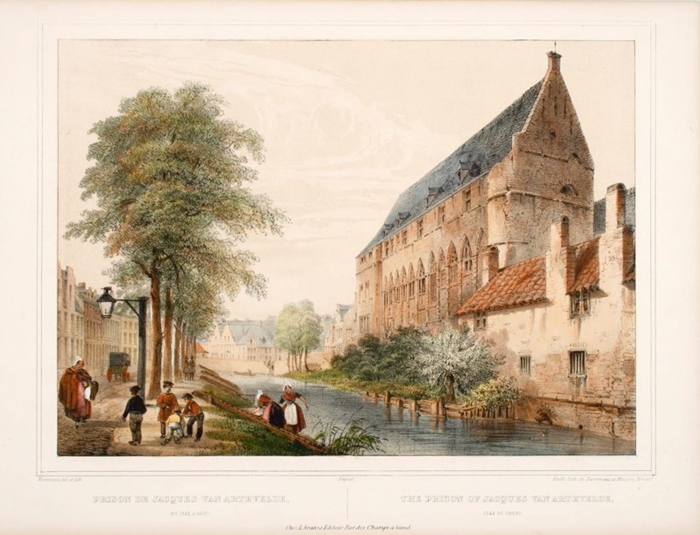 1325-1439 stad Gent gevangenis, staddepot, huurwoningen - 1342 gevangenisplaats Jacob Van Artevelde (17de eeuwse gravure)